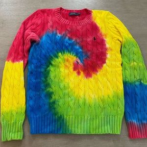 TIE DYE POLO RALPH LAUREN COTTO CABLE KNIT SWEATER
